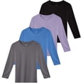 thumbnail image 1 of Real Essentials 4 Pack: Girls Dry-Fit Long Sleeve Active Crew Neck T-Shirt - Super Soft Tee, 1 of 5