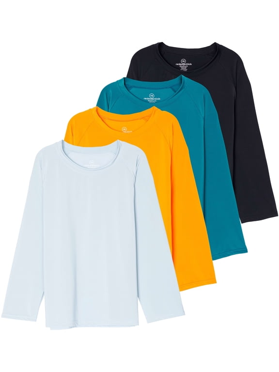 4 Pack: Girls Long Sleeve Rash Guard Shirt - Swimwear UPF Sun Protection Swim Top (Ages 4-16)