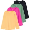 thumbnail image 1 of Real Essentials 4 Pack: Girls Long Sleeve Rash Guard Shirt - Swimwear UPF Sun Protection Swim Top (Ages 4-16), 1 of 6