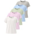 thumbnail image 1 of Real Essentials 5 Pack: Girls' Short Sleeve Dry-Fit Athletic T-Shirt - Active Gym Crew Neck Tops for Teens Kids (Ages 4-16), 1 of 7