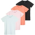 thumbnail image 1 of Real Essentials 4 Pack: Girls Short Sleeve Dry-Fit Crew Neck Active Athletic Performance T-Shirt, 1 of 6