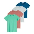 thumbnail image 1 of Real Essentials 4 Pack: Girls Short Sleeve Dry-Fit Crew Neck Active Athletic Performance T-Shirt, 1 of 6