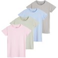 thumbnail image 1 of Real Essentials 4 Pack: Girls Short Sleeve Dry-Fit Crew Neck Active Athletic Performance T-Shirt, 1 of 6