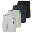 thumbnail image 1 of Real Essentials 4 Pack: Men's 5" Mesh Quick-Dry Running Shorts with Zipper Pockets & Drawstring (Available in Big & Tall), 1 of 6