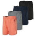 thumbnail image 1 of Real Essentials 4 Pack: Men's 5" Mesh Quick-Dry Running Shorts with Zipper Pockets & Drawstring (Available in Big & Tall), 1 of 6