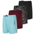 thumbnail image 1 of Real Essentials 4 Pack: Men's 5" Mesh Quick-Dry Running Shorts with Zipper Pockets & Drawstring (Available in Big & Tall), 1 of 6
