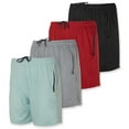 thumbnail image 1 of Real Essentials 4 Pack: Men's 5" Mesh Quick-Dry Running Shorts with Zipper Pockets & Drawstring (Available in Big & Tall), 1 of 6