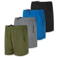 thumbnail image 1 of Real Essentials 4 Pack: Men's 5" Mesh Quick-Dry Running Shorts with Zipper Pockets & Drawstring (Available in Big & Tall), 1 of 6
