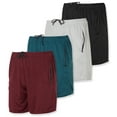 thumbnail image 1 of Real Essentials 4 Pack: Men's 5" Mesh Quick-Dry Running Shorts with Zipper Pockets & Drawstring (Available in Big & Tall), 1 of 6