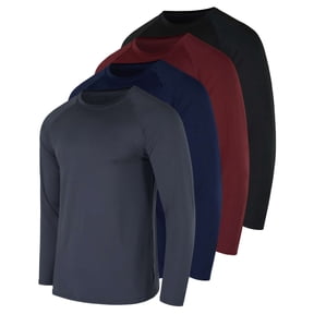 Real Essentials 4 Pack: Men's Compression Long-Sleeve T-Shirt Athletic Cold Weather BaseLayer (Available In Big & Tall)