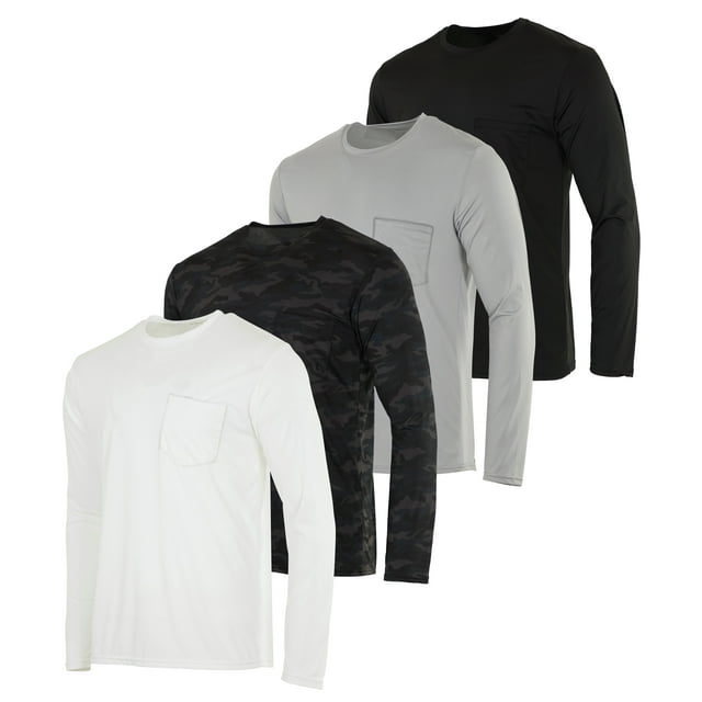 Real Essentials 4 Pack Men's DryFit Active Athletic Long Sleeve