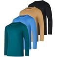 thumbnail image 1 of Real Essentials 4 Pack: Men's Dry-Fit Active Athletic Long Sleeve Pocket Crew T-Shirt Outdoors UPF 50 S-5XLT, 1 of 6