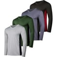 thumbnail image 1 of Real Essentials 4 Pack: Men's Dry Fit Long Sleeve V-Neck Active T-Shirt - Athletic Outdoor UPF 50+ (Available in Big & Tall), 1 of 6