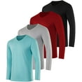 thumbnail image 1 of Real Essentials 4 Pack: Men's Dry Fit Long Sleeve V-Neck Active T-Shirt - Athletic Outdoor UPF 50+ (Available in Big & Tall), 1 of 6