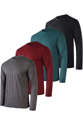 4 Pack: Men's Dry-Fit UV Moisture Wicking UPF 50+ SPF Sun Protective Fishing Hiking Active Long Sleeve Shirt