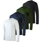 4 Pack Mens Dry Fit Long Sleeve Workout Shirts Gym Athletic Tee Fishing