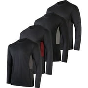 4 Pack: Mens Long Sleeve Dry Fit T Shirts Hiking Fishing Workout Gym Work Sun UPF 50 Wicking Running Tee