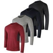 Real Essentials 4 Pack: Men's Dry-Fit UV Moisture Wicking UPF 50+ SPF Sun Protective Fishing Hiking Active Long Sleeve Shirt