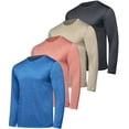 thumbnail image 1 of Real Essentials 4 Pack: Men's Dry-Fit UV Moisture Wicking UPF 50+ SPF Sun Protective Fishing Hiking Active Long Sleeve Shirt, 1 of 6