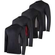 Real Essentials 4 Pack: Men's Dry-Fit UV Moisture Wicking UPF 50+ SPF Sun Protective Fishing Hiking Active Long Sleeve Shirt