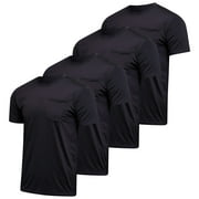 Real Essentials 4 Pack: Men's Dry-Fit Short Sleeve Pocket Crew Performance Athletic T-Shirt (Available in Big & Tall)