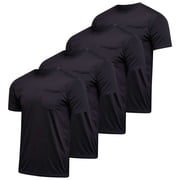 Real Essentials 4 Pack: Men's Dry-Fit Short Sleeve Pocket Crew Performance Athletic T-Shirt (Available in Big & Tall)