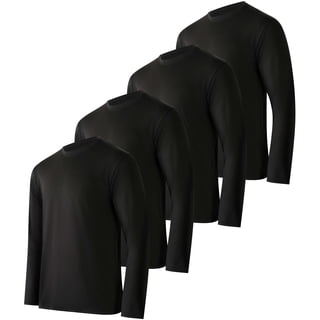 Real Essentials 4 Pack: Men's Dry-Fit UV Moisture Wicking UPF 50+ SPF Sun Protective Fishing Hiking Active Long Sleeve Shirt