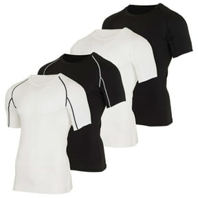 Real Essentials 4 Pack: Men's Short Sleeve Compression T-Shirt Base Layer Undershirt Athletic Top (Available in Big & Tall)