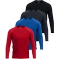 thumbnail image 1 of Real Essentials 4 Pack: Mens Long Sleeve Rash Guard Shirt UPF 50+ Swim Beach UV Sun Protection Fishing Quick Dry (Big & Tall), 1 of 6