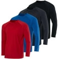 thumbnail image 1 of Real Essentials 4 Pack: Boys' Rash Guard Long Sleeve Swim Shirt UV Sun Protection Fishing & Swimwear Tops for Kids, 1 of 4
