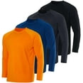 thumbnail image 1 of Real Essentials 4 Pack: Mens Long Sleeve Rash Guard Shirt Swimwear UPF 50+ Sun Protection Surf Top (Available in Big & Tall), 1 of 6