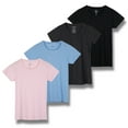 thumbnail image 1 of Real Essentials 4 Pack: Women's Classic-Fit Cotton Short-Sleeve Scoop Crew Neck T-Shirt (Available in Plus Size), 1 of 5