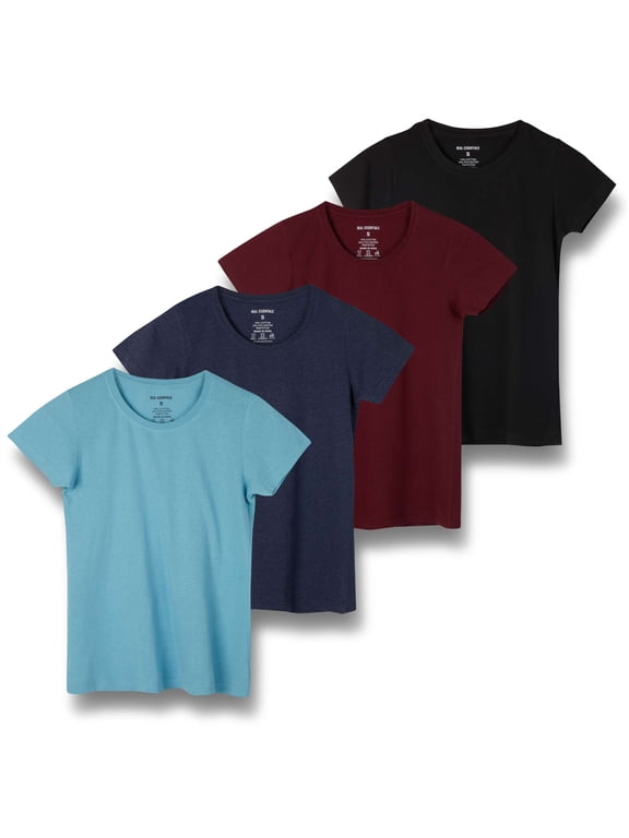 4 Pack: Women's Classic-Fit Cotton Short-Sleeve Scoop Crew Neck T-Shirt (Available in Plus Size)