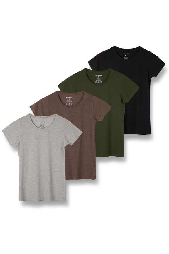 4 Pack: Women's Classic-Fit Cotton Short-Sleeve Scoop Crew Neck T-Shirt (Available in Plus Size)