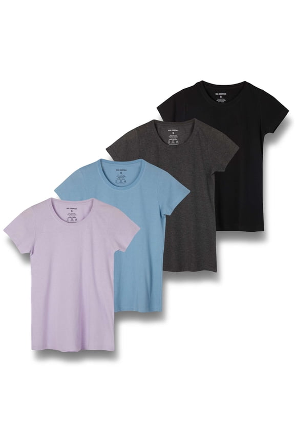 4 Pack: Women's Classic-Fit Cotton Short-Sleeve Scoop Crew Neck T-Shirt (Available in Plus Size)