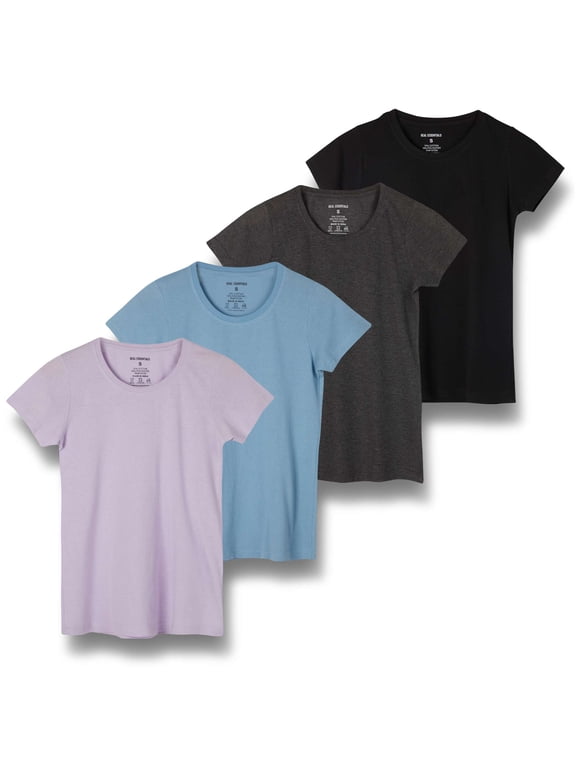 4 Pack: Women's Classic-Fit Cotton Short-Sleeve Scoop Crew Neck T-Shirt (Available in Plus Size)