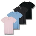 thumbnail image 1 of Real Essentials 4 Pack: Women's Classic-Fit Cotton Short-Sleeve Scoop Crew Neck T-Shirt (Available in Plus Size), 1 of 7