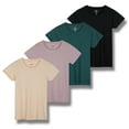 thumbnail image 1 of Real Essentials 4 Pack: Women's Classic-Fit Cotton Short-Sleeve Scoop Crew Neck T-Shirt (Available in Plus Size), 1 of 5