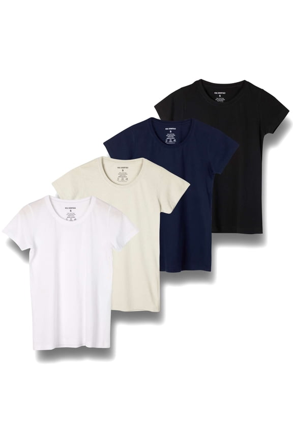 4 Pack: Women's Classic-Fit Cotton Short-Sleeve Scoop Crew Neck T-Shirt (Available in Plus Size)