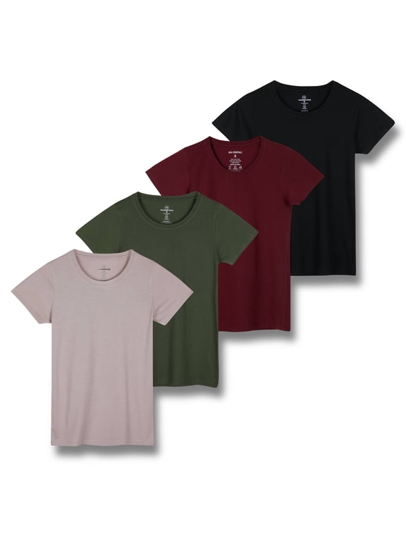 4 Pack: Women's Classic-Fit Cotton Short-Sleeve Scoop Crew Neck T-Shirt (Available in Plus Size)