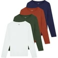thumbnail image 1 of Real Essentials 4 Pack: Women's Cotton Classic-Fit Long-Sleeve Crewneck T-Shirt (Available in Plus Size), 1 of 7