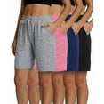 thumbnail image 1 of 4 Pack Women's Bermuda Shorts Dry Fit Athletic 7" High Waisted Long Pockets, 1 of 7
