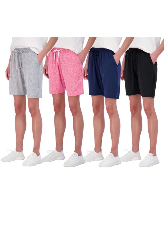 4 Pack: Women's Dry-Fit Athletic 7" Bermuda Long High Waisted Running Shorts (Available In Plus Size)