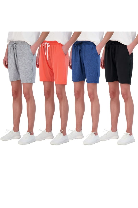 4 Pack: Women's Dry-Fit Athletic 7" Bermuda Long High Waisted Running Shorts (Available In Plus Size)