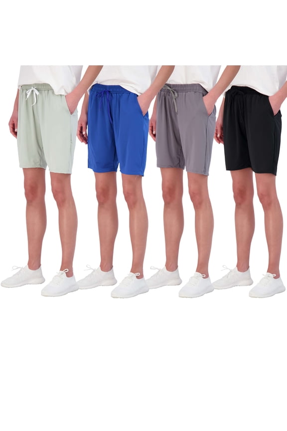 4 Pack: Women's Dry-Fit Athletic 7" Bermuda Long High Waisted Running Shorts (Available In Plus Size)