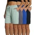 thumbnail image 1 of 4 Pack Women's Bermuda Shorts Dry Fit Athletic 7" High Waisted Long Pockets, 1 of 7