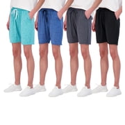 Real Essentials 4 Pack: Women's Dry-Fit Athletic 7" Bermuda Long High Waisted Running Shorts (Available In Plus Size)