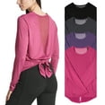 thumbnail image 1 of Real Essentials 4 Pack: Women's Dry-Fit Long-Sleeve Tie Back Athletic Workout T-Shirt (Available in Plus Size), 1 of 6