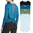 thumbnail image 1 of Real Essentials 4 Pack: Women's Dry-Fit Long-Sleeve Tie Back Athletic Workout T-Shirt (Available in Plus Size), 1 of 6
