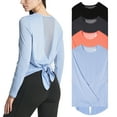 thumbnail image 1 of Real Essentials 4 Pack: Women's Dry-Fit Long-Sleeve Tie Back Athletic Workout T-Shirt (Available in Plus Size), 1 of 6